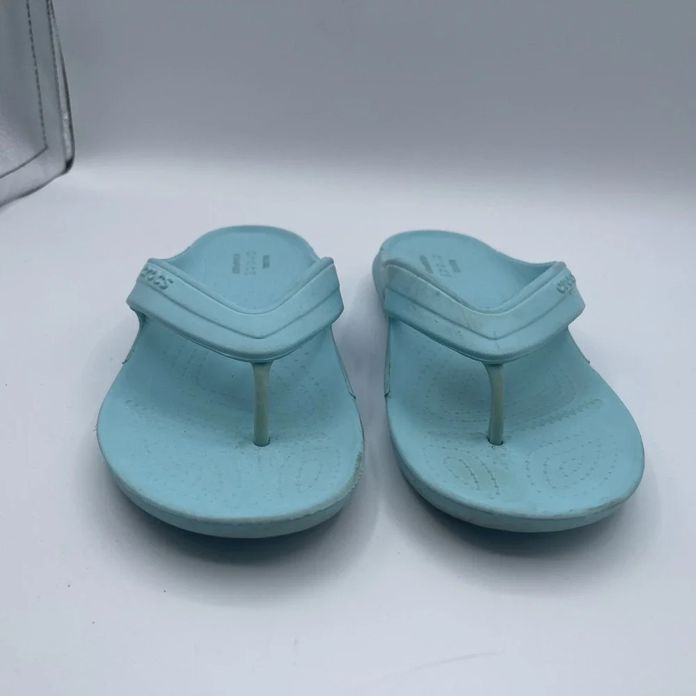 Crocs Kids Flip Flops Turquoise  Size J3 Comfort Summer Thongs Beach Sandals
